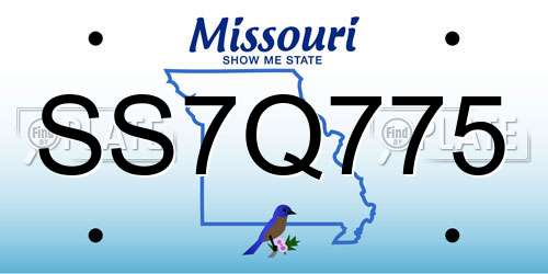 SS7Q775 Missouri License Plate