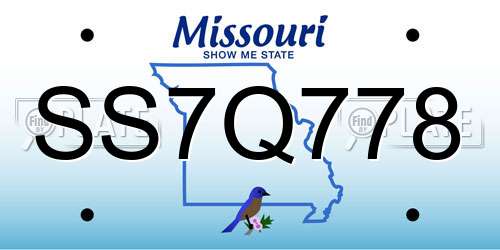 SS7Q778 Missouri License Plate