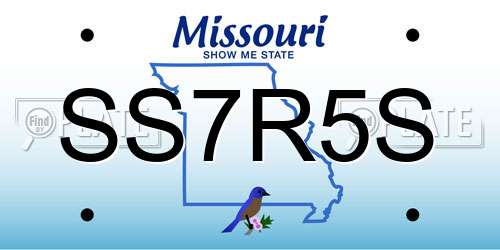 SS7R5S Missouri License Plate