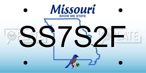 SS7S2F Missouri License Plate