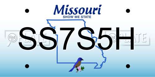 SS7S5H Missouri License Plate