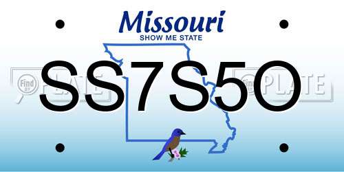 SS7S5O Missouri License Plate