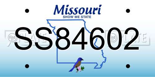 SS84602 Missouri License Plate