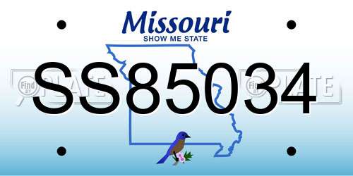 SS85034 Missouri License Plate