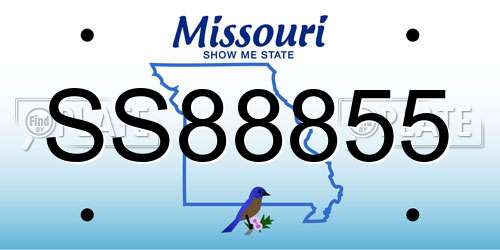 SS88855 Missouri License Plate