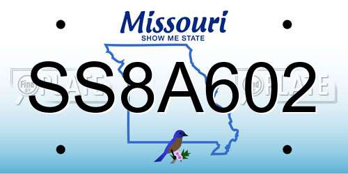 SS8A602 Missouri License Plate