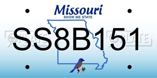 SS8B151 Missouri License Plate