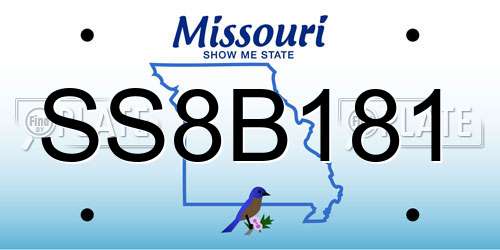 SS8B181 Missouri License Plate