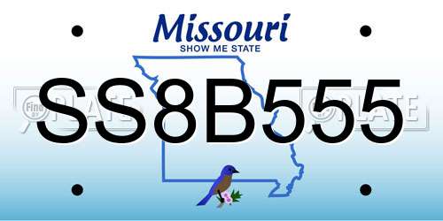 SS8B555 Missouri License Plate