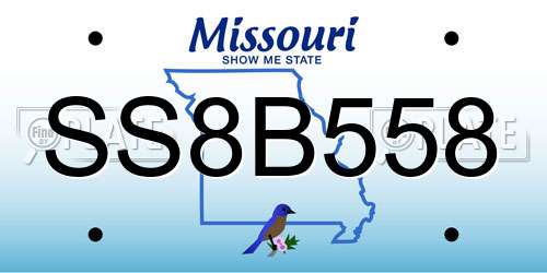SS8B558 Missouri License Plate