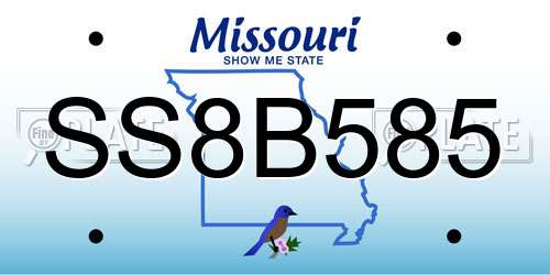 SS8B585 Missouri License Plate