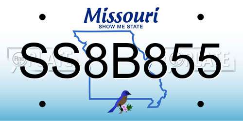 SS8B855 Missouri License Plate