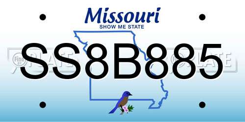 SS8B885 Missouri License Plate