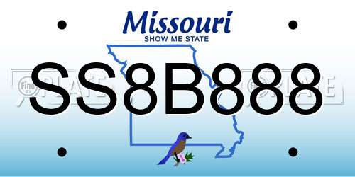 SS8B888 Missouri License Plate