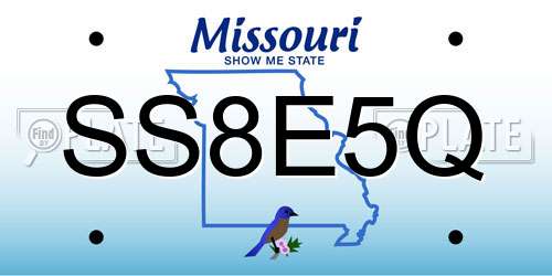 SS8E5Q Missouri License Plate