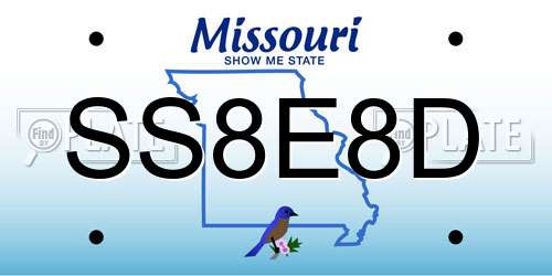SS8E8D Missouri License Plate