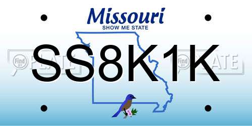 SS8K1K Missouri License Plate
