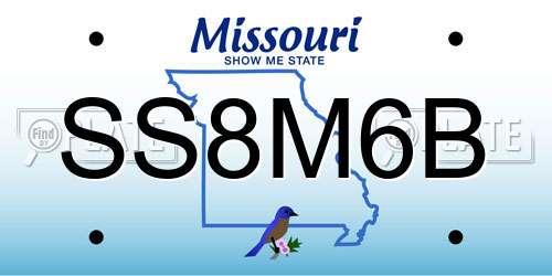 SS8M6B Missouri License Plate