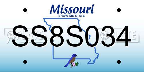 SS8S034 Missouri License Plate