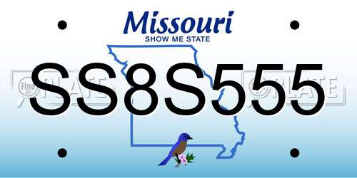 SS8S555 Missouri License Plate