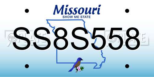 SS8S558 Missouri License Plate