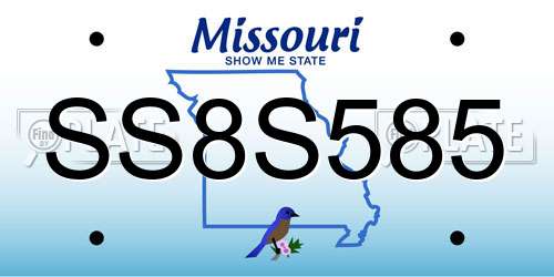 SS8S585 Missouri License Plate