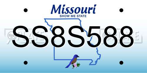 SS8S588 Missouri License Plate