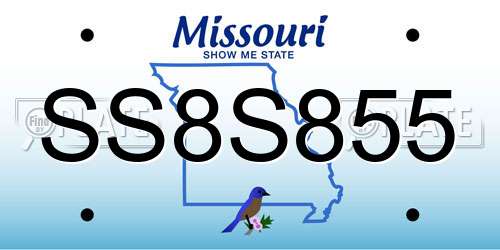 SS8S855 Missouri License Plate