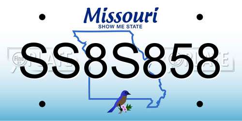 SS8S858 Missouri License Plate
