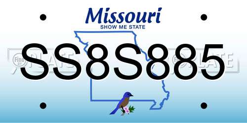 SS8S885 Missouri License Plate
