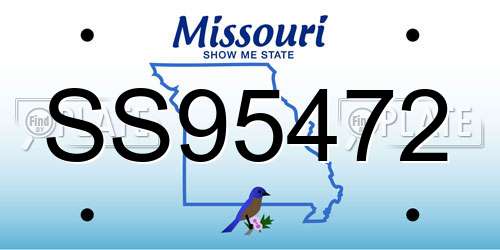 SS95472 Missouri License Plate