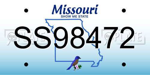 SS98472 Missouri License Plate