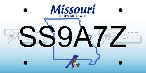 SS9A7Z Missouri License Plate