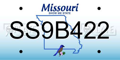 SS9B422 Missouri License Plate