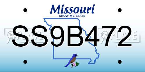 SS9B472 Missouri License Plate