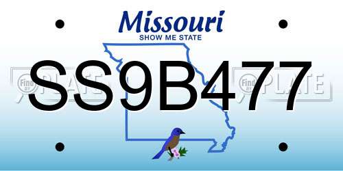 SS9B477 Missouri License Plate