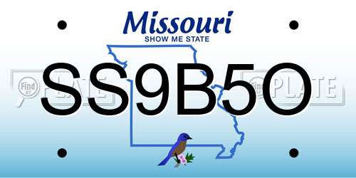 SS9B5O Missouri License Plate