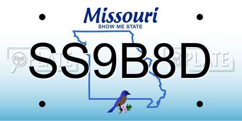 SS9B8D Missouri License Plate