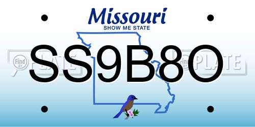 SS9B8O Missouri License Plate