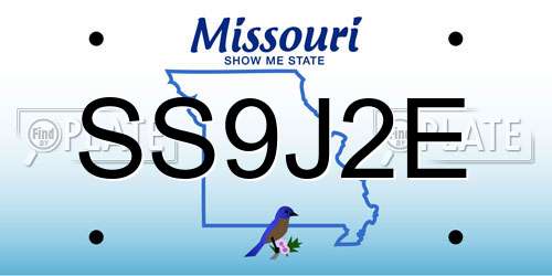 SS9J2E Missouri License Plate