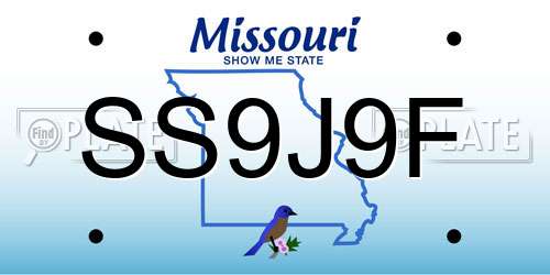 SS9J9F Missouri License Plate