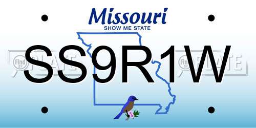 SS9R1W Missouri License Plate