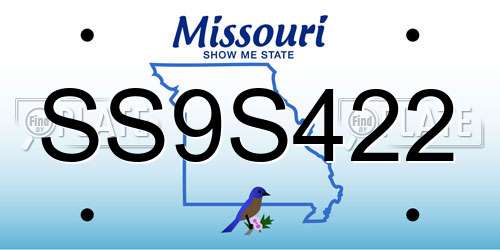 SS9S422 Missouri License Plate