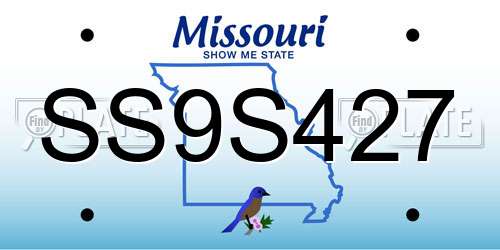 SS9S427 Missouri License Plate