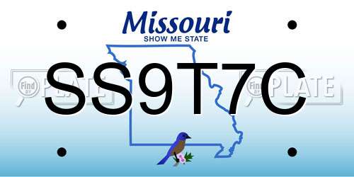 SS9T7C Missouri License Plate