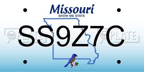 SS9Z7C Missouri License Plate