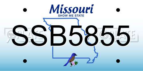 SSB5855 Missouri License Plate