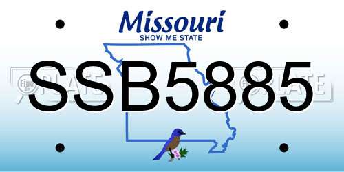 SSB5885 Missouri License Plate