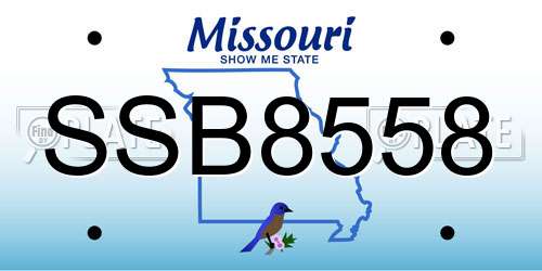 SSB8558 Missouri License Plate