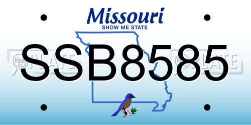 SSB8585 Missouri License Plate